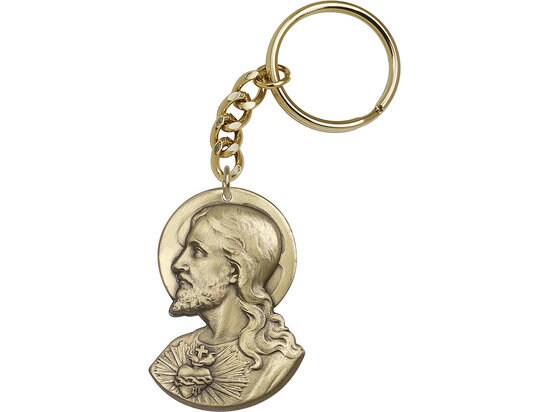 Sacred Heart Keychain Gold Finish