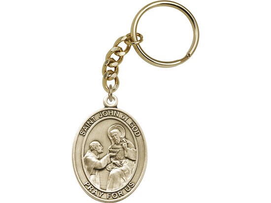 St. John of God Keychain Gold Finish