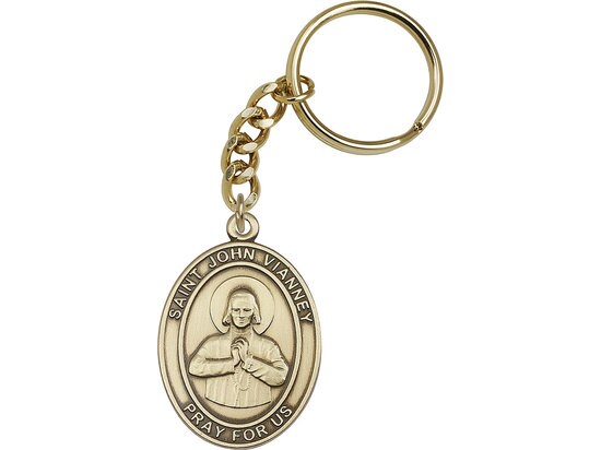 St. John Vianney Keychain Gold Finish