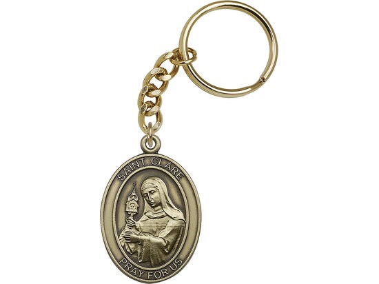 St. Clare Keychain Gold Finish
