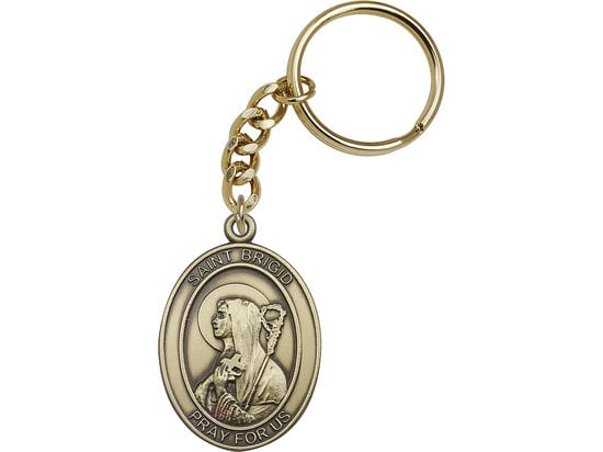St. Brigid of Ireland Keychain Gold Finish