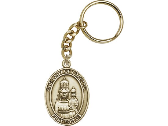 Our Lady of Loretto Keychain Gold Finish