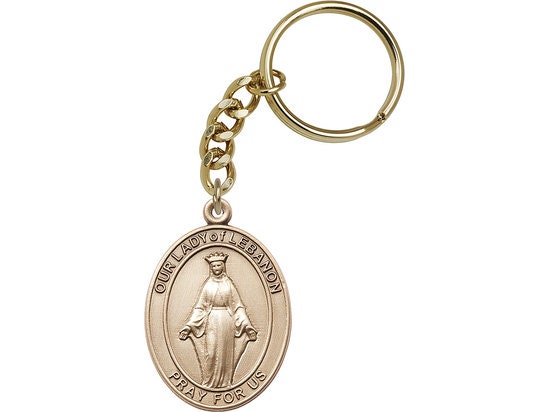 Our Lady of Lebanon Keychain Gold Finish