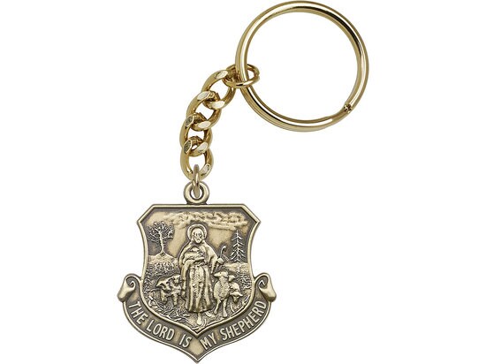 Lord Is My Shepherd Keychain Gold Finish