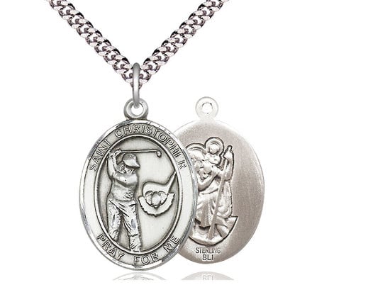 St Christopher Golf Sterling Silver Golf Medal Pendant