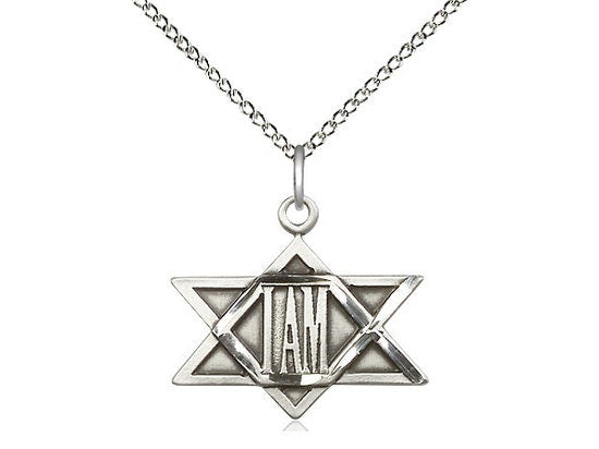 I Am / Star of DavidSterling Silver Pendant on a 18 inch Sterling Silver Light Curb Chain.