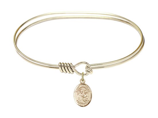 Saint Anthony of Padua Gold Filled Charm on a 7 inch Oval Eye Hook Hamilton Gold Bangle Bracelet