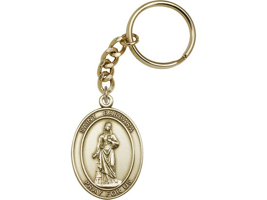 St. Barbara Keychain Gold Finish