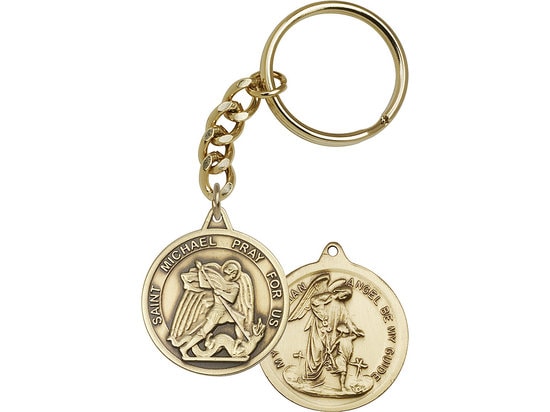 St. Michael the Archangel Keychain Gold Finish