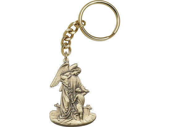 Guardian Angel Keychain Gold Finish