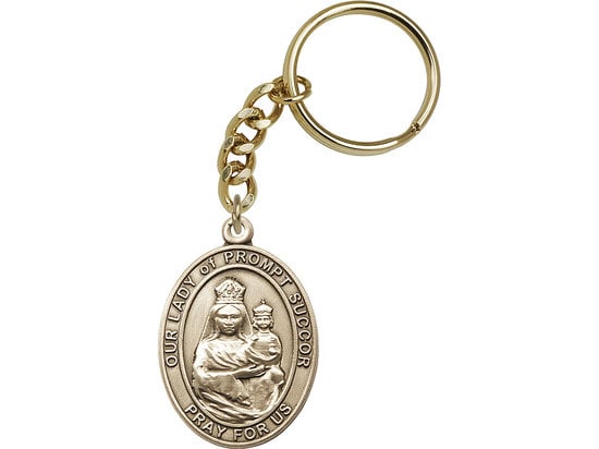 Our Lady of Prompt Succor Keychain Gold Finish