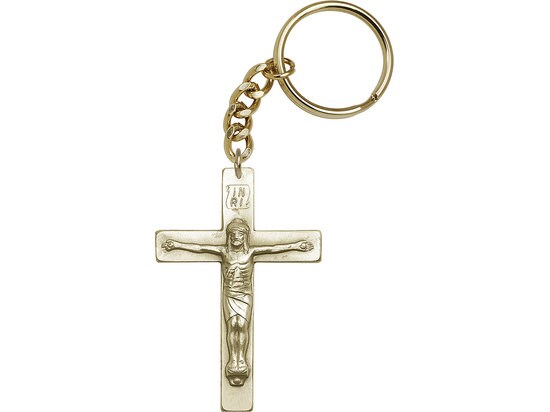 Crucifix Keychain Gold Finish