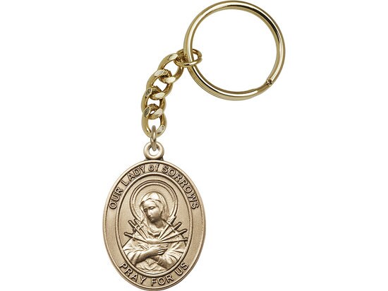 Our Lady of Sorrows Keychain Gold Finish