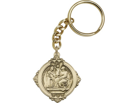 Holy Family Keychain Gold Finish