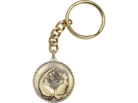 Faith Hand Serenity Keychain Gold Finish