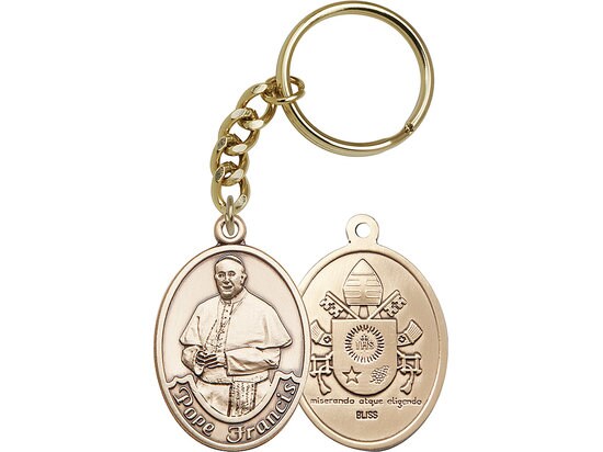 Pope Francis Keychain Gold Finish