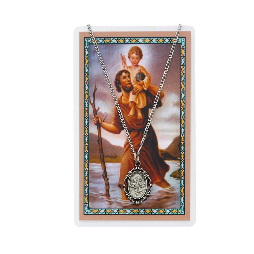 Saint Christopher Pendant with Prayer card