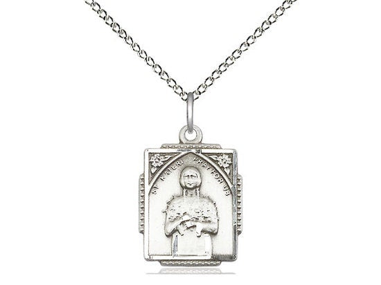 St Kateri Tekakwitha Sterling Silver Pendant on a 18 inch Sterling Silver Light Curb Chain.