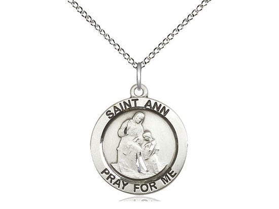 St Ann Sterling Silver Pendant on a 18 inch Sterling Silver Light Curb Chain.