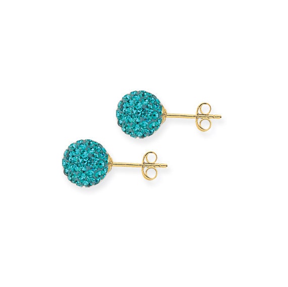 10kt Yellow Crystal Ball Earrings