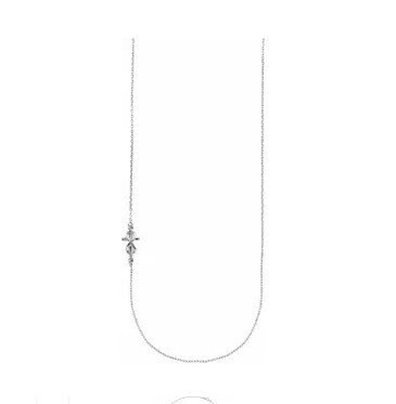 Sterling Silver Infinity-Inspired Off-Center Sideways Cross Necklace