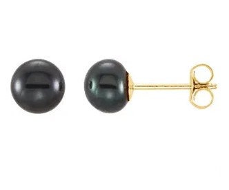 Yellow Black Freshwater Cultured Pearl Earrings