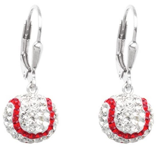 Sterling Silver 8mm Baseball Earrings