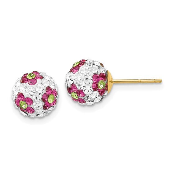 Crystal Pink Flowers Earrings