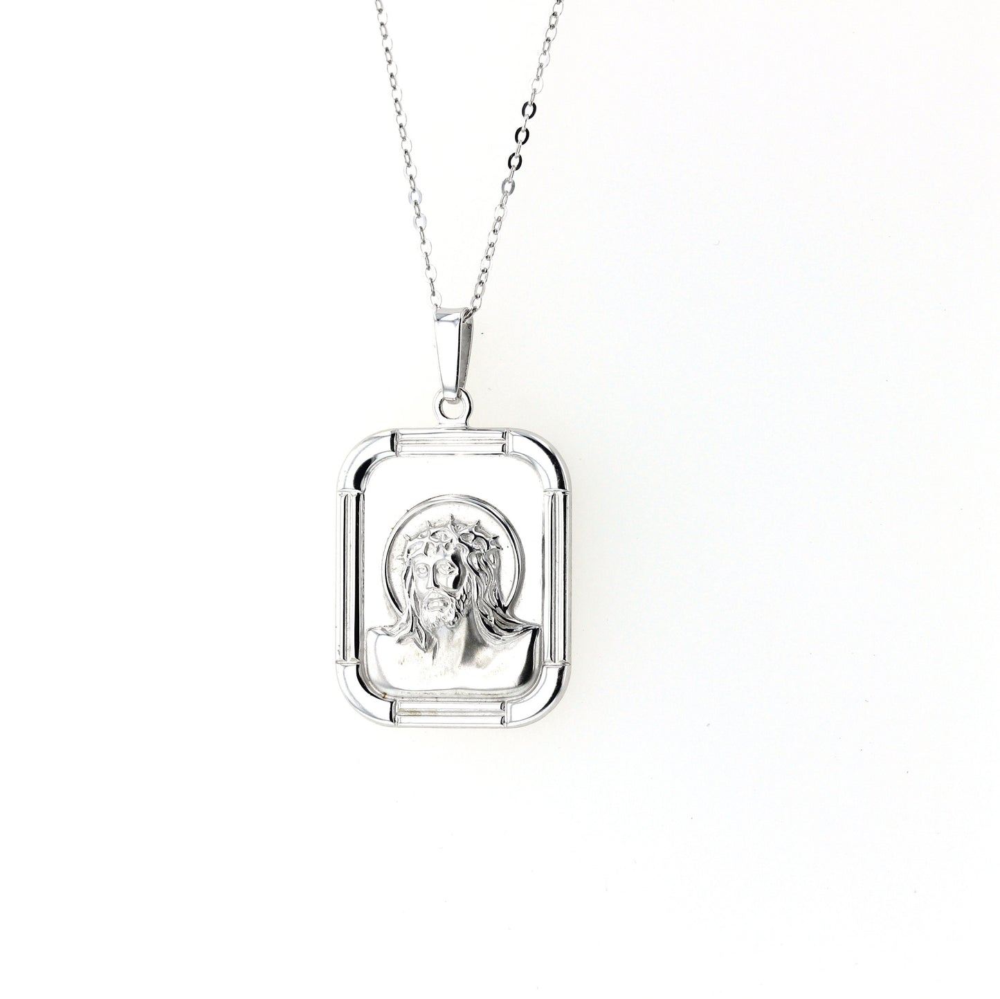 Sterling Silver Jesus Pendant Necklace