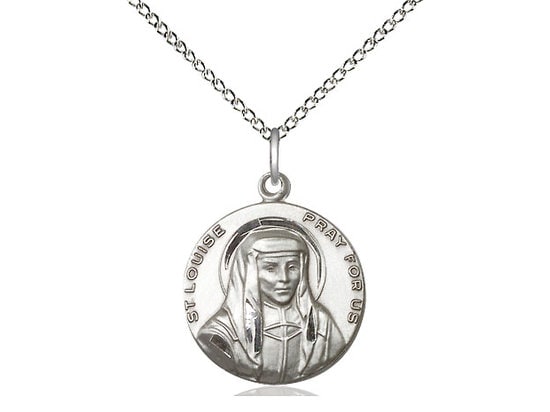 Saint Louise Sterling Silver Pendant on a 18 inch Sterling Silver Light Curb Chain.