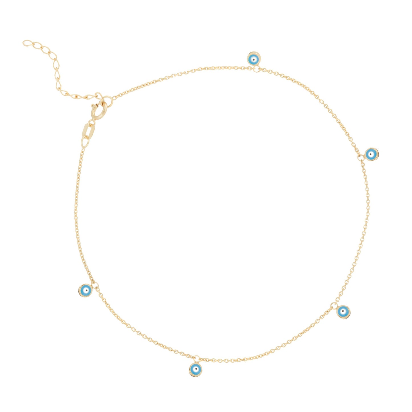 Yellow Gold Evil Eye Anklet