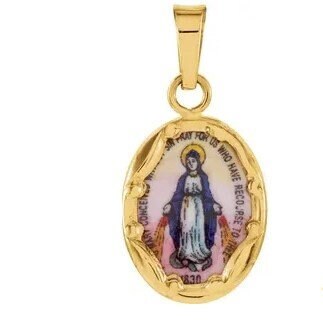 Yellow Oval Hand Painted Porcelain Medal