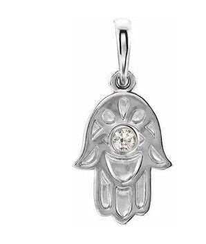 White .03 CTW Diamond Hamsa Pendant