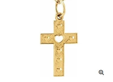 Yellow Pierced Heart Cross