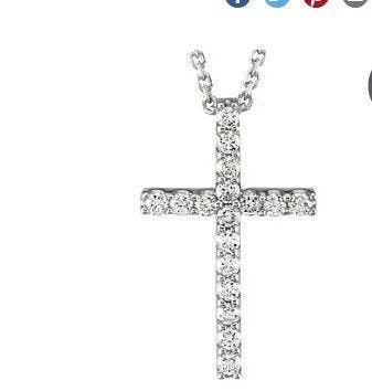 White Petite Diamond Cross 18" Necklace