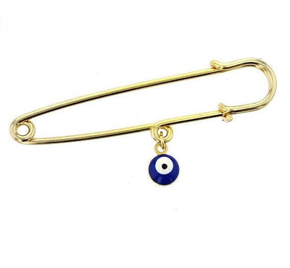 Glass Charm with Safety Pin to Hook