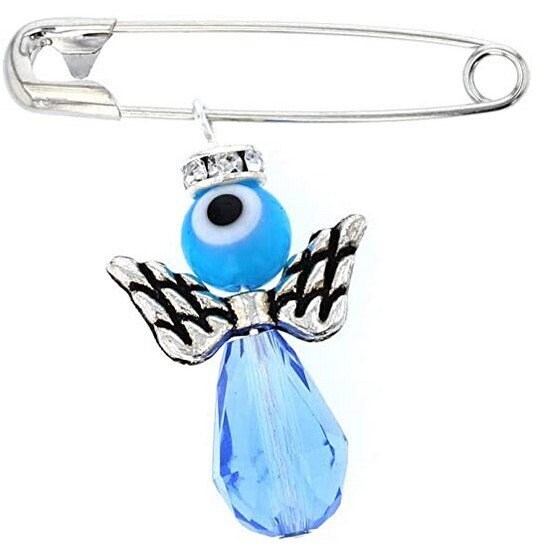 Angel Pin, Stainless Steel Angel Charm On Brass Safety Pin