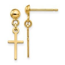 Polished Cross Dangle Post Earrings