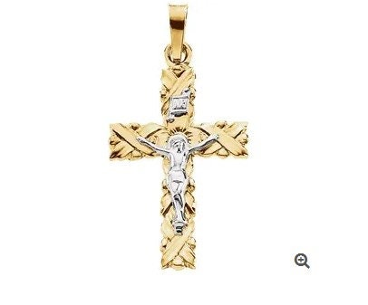 Yellow & White 22x15.5 mm Crucifix Pendant