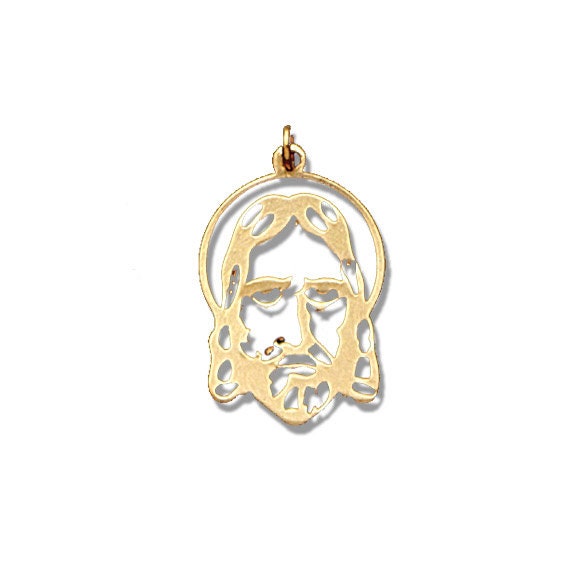 Yellow Gold Christ Head Pierced Solid - 5/8 X 1