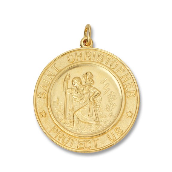 St Christopher Round Medal Silver 24KT Gold Plated
