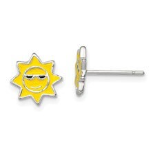 Silver Polished Enamel Sunshine Post Earrings