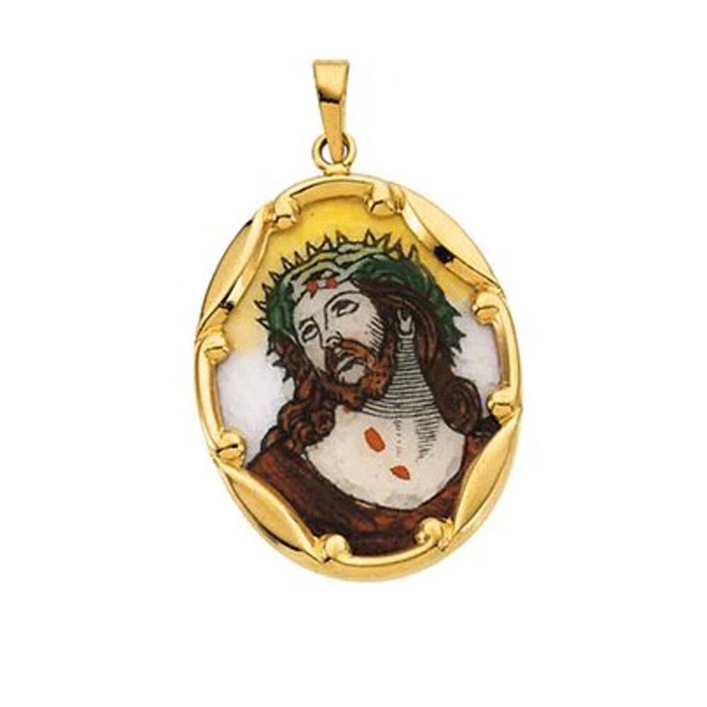 Yellow Jesus Hand-Painted Porcelain Medal
