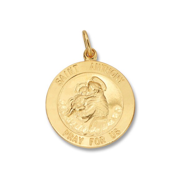 St Anthony Round Medal Silver 24KT Gold Plated