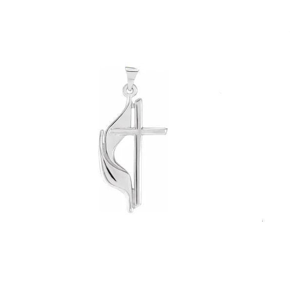 Silver Methodist Cross Pendant