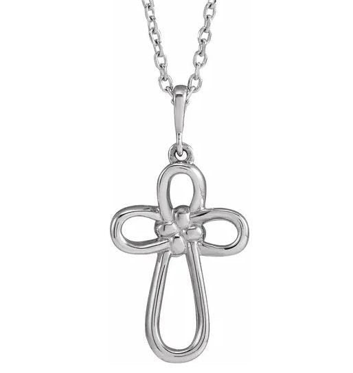 Sterling Silver Knotted Cross 16-18" Necklace