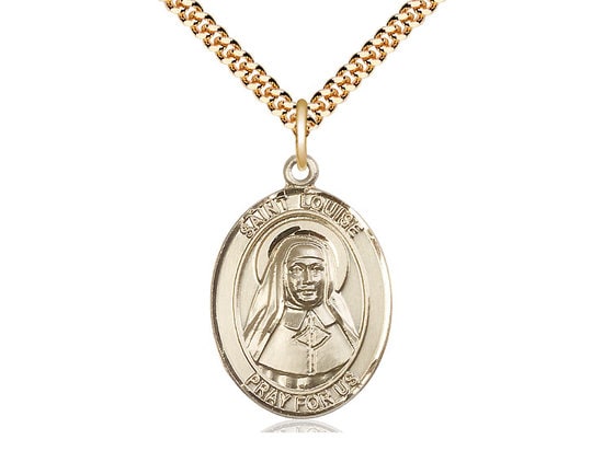 St Louise de Marillac Gold Filled Pendant on a 24 inch Gold Plate Heavy Curb Chain.