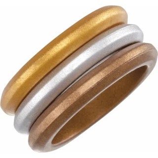 Set of 3 Metallic-Colored Comfort-Fit Silicone Bands Size 7