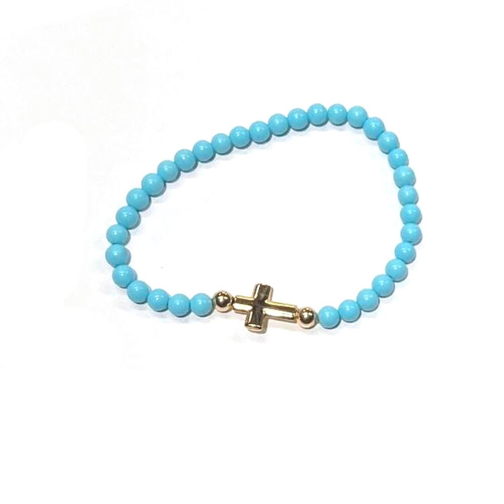 Yellow Gold cross bead bracelet