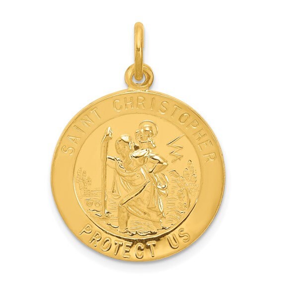 St Christopher Round Medal Silver 24KT Gold Plated